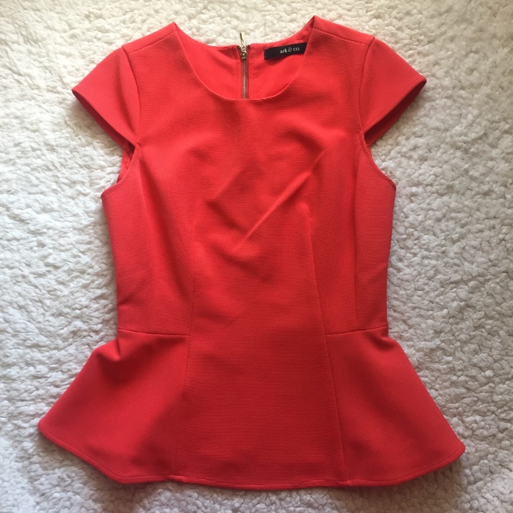 Ark & Co. Coral Structured Peplum Top Zipper Back